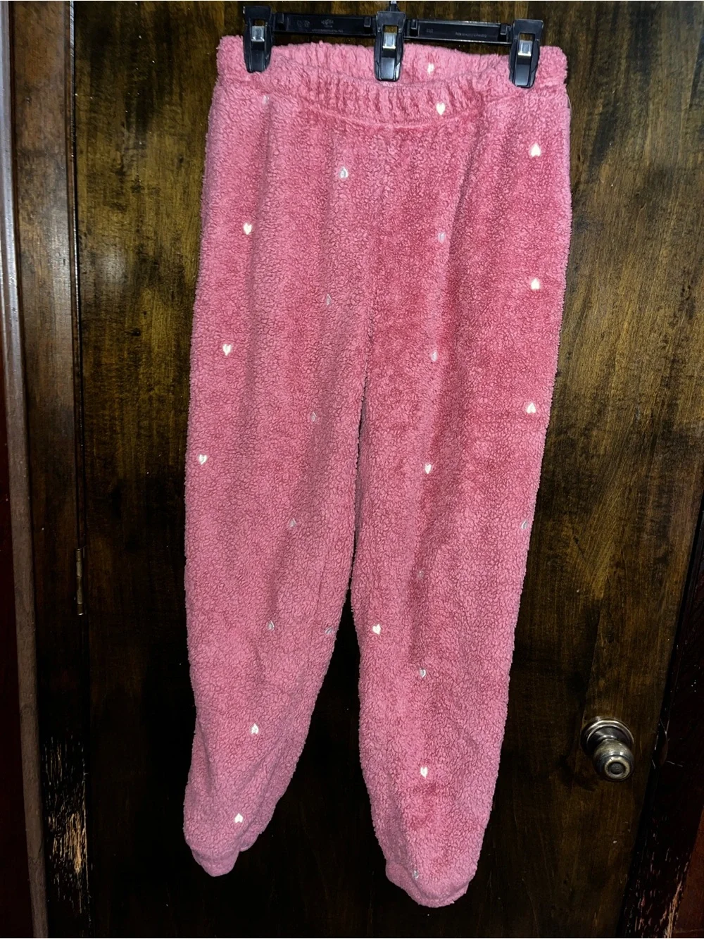 Joyspun Dark Blush Pink Sherpa Heart Matching Loungewear Set